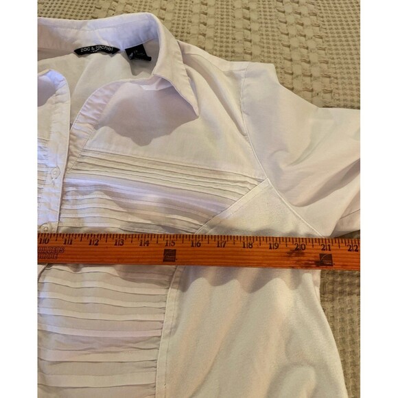 Zac & Rachel Woman Blouse White Button down Top Plus Size 2X 3/4 Sleeves Dressy - Picture 8 of 9